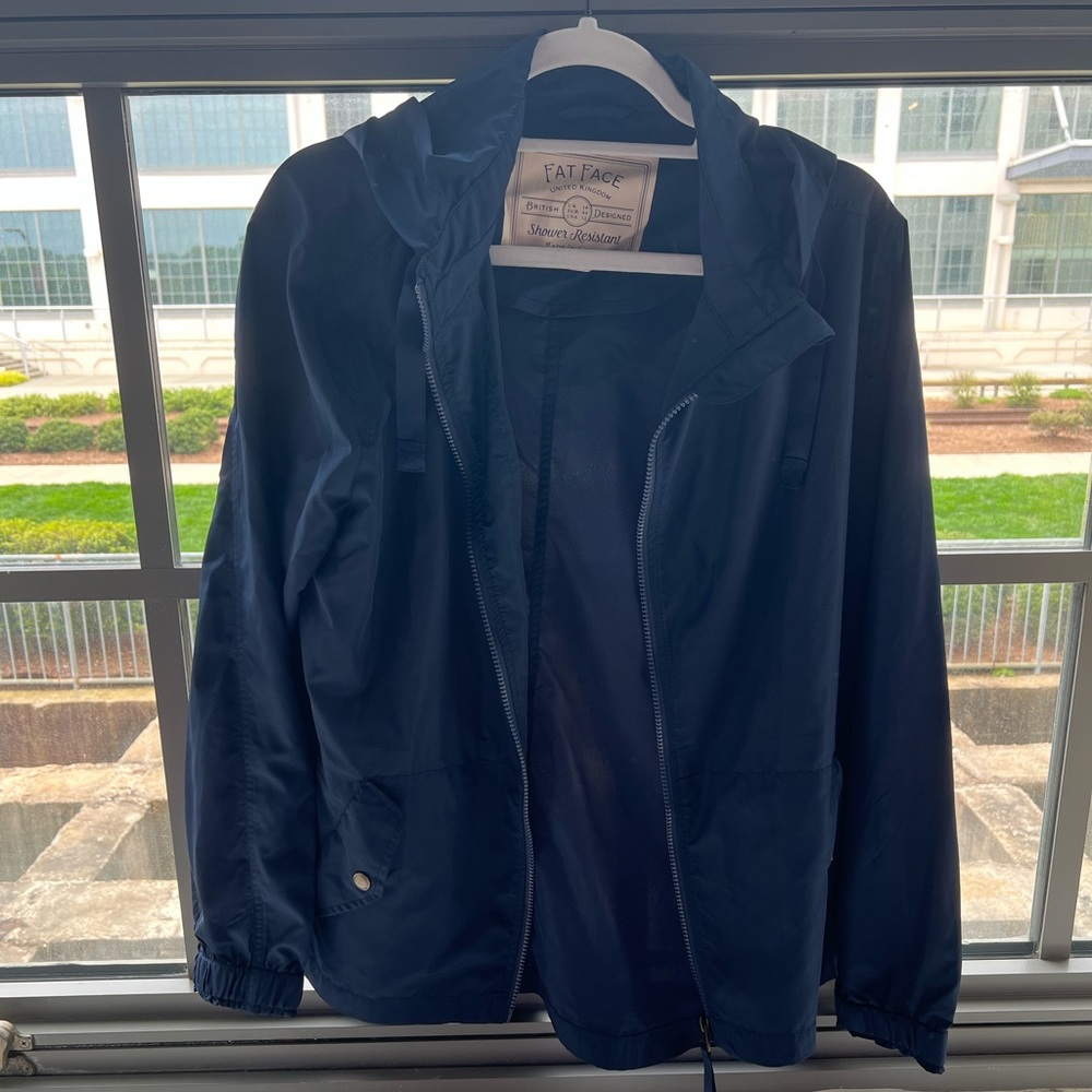 Navy Blue, “shower” resistant rain coat from Uk brand, Fat Face. US 12